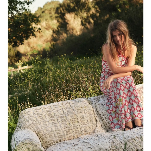 NWT - Zara Knit Maxi Dress - Zara Red and Blue Patterned Maxi Dress, size medium - Picture 6 of 15